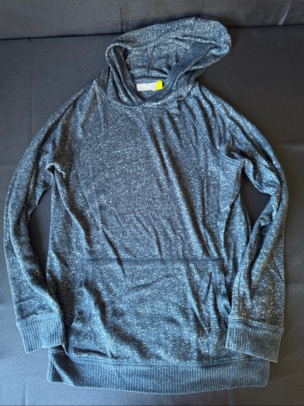 Heather Navy Hooded Long Sleeve Tee for Kids